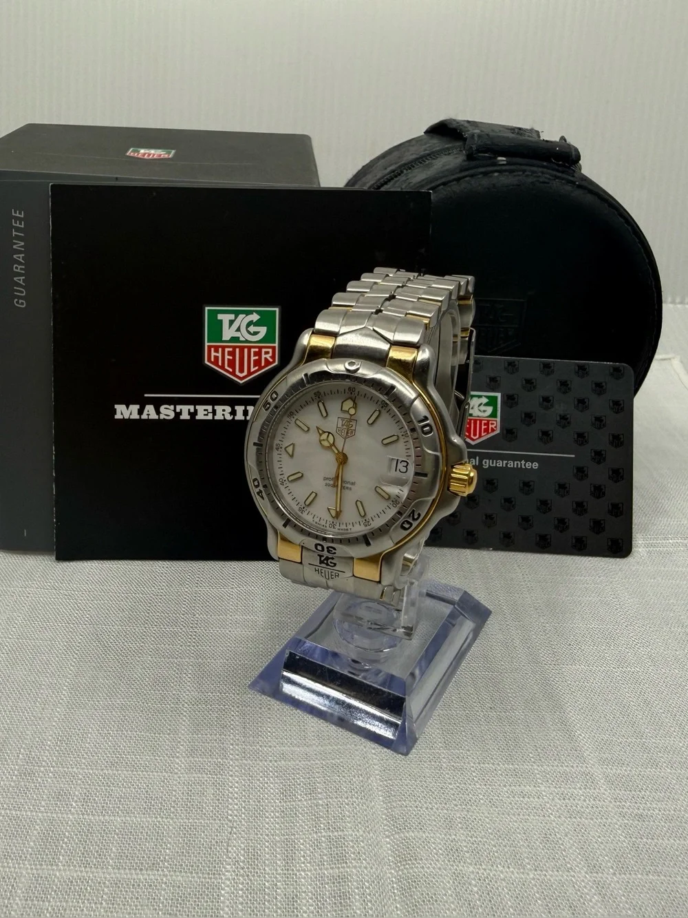 FULL SET 1993 Tag Heuer Professional 6000 38mm Quartz Watch - SS W/ 18k Gold!